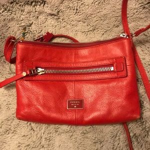 Red Fossil Crossbody